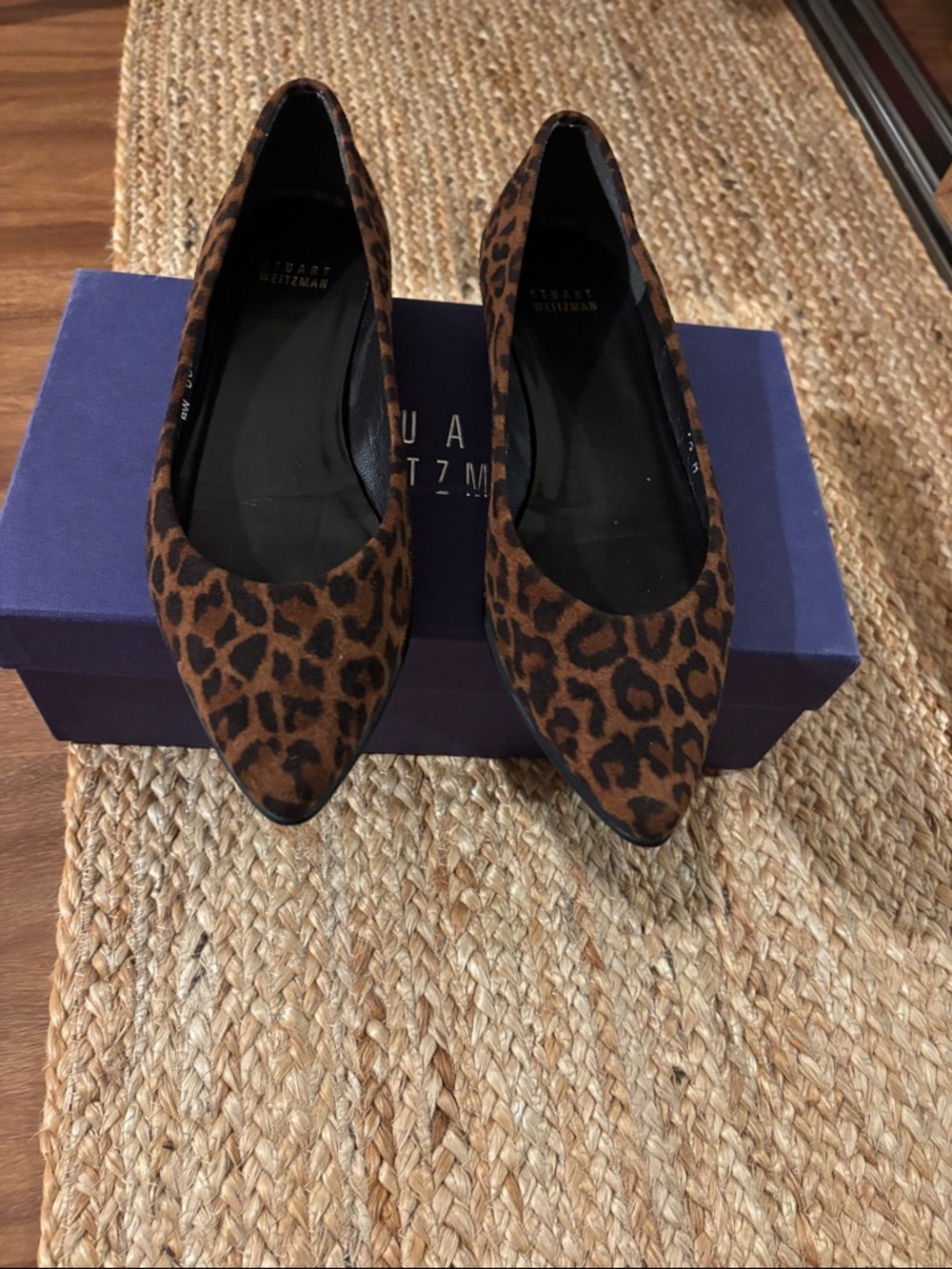 Stuart Weitzman Leopard Print Brown Pointed Toe Flats